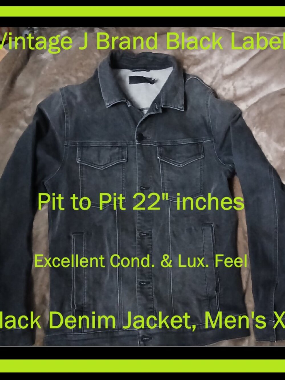 Vintage J Brand Black Denim Jacket, Men's XL, Highest Quality